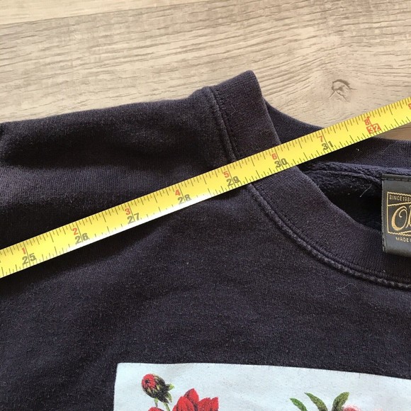 Obey Posse Sweatshirt Navy Graphic Rose Print Pullover Crew Neck Size Small - Picture 8 of 10